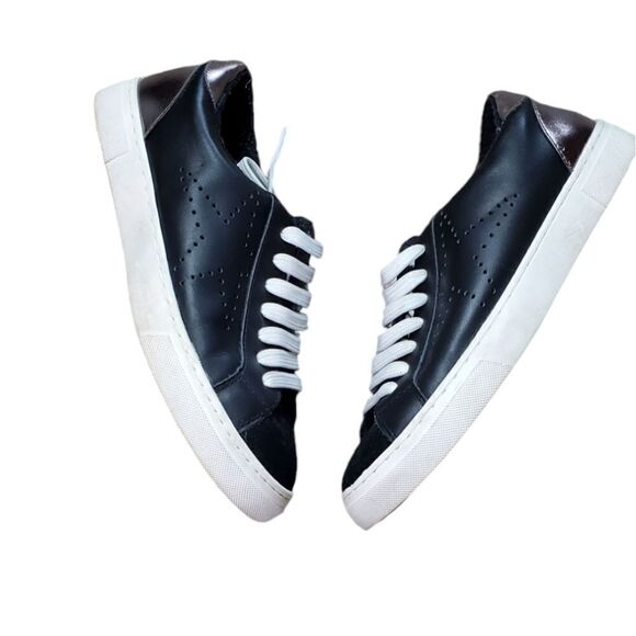Steve Madden Black Leather & Suede Sneakers - Picture 1 of 7